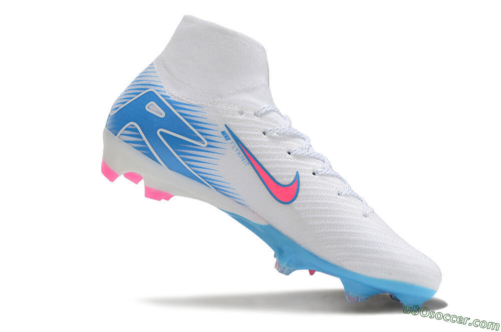 Nike Air Zoom Mercurial Superfly 10 Elite FG Firm Ground Soccer Cleats - White/Pink/Blue 4