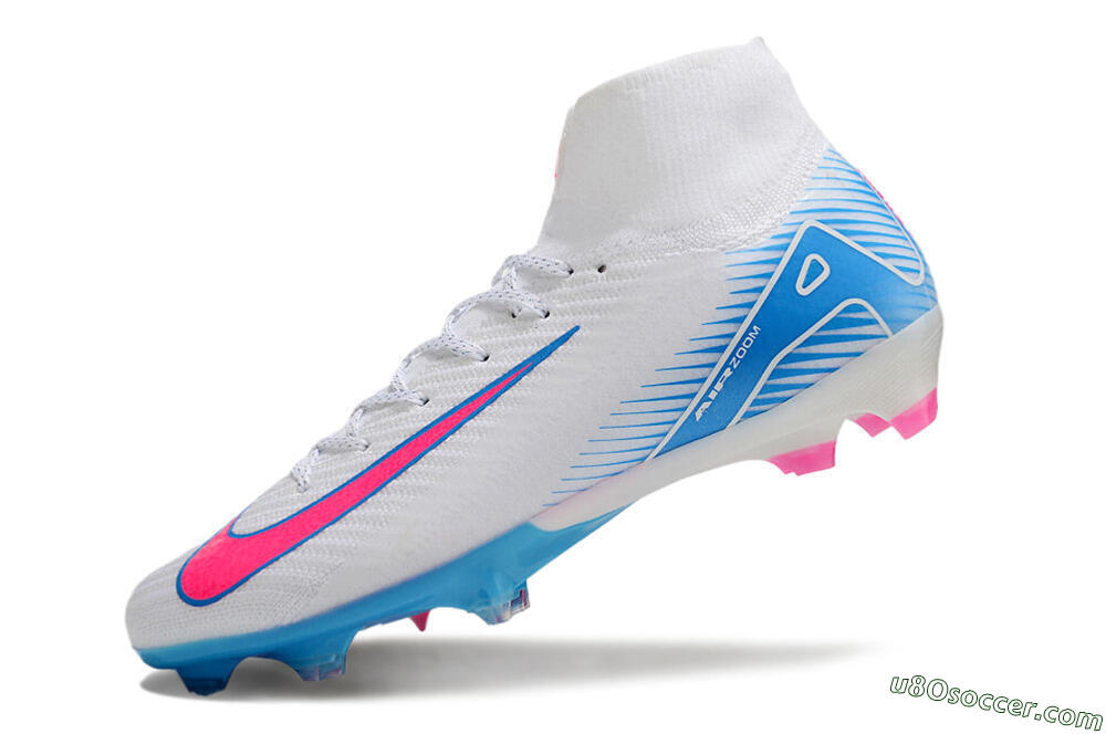 Nike Air Zoom Mercurial Superfly 10 Elite FG Firm Ground Soccer Cleats - White/Pink/Blue 5