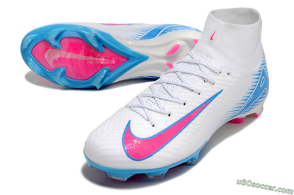 Nike Air Zoom Mercurial Superfly 10 Elite FG Firm Ground Soccer Cleats - White/Pink/Blue 3