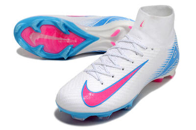 Nike Air Zoom Mercurial Superfly 10 Elite FG Firm Ground Soccer Cleats - White/Pink/Blue