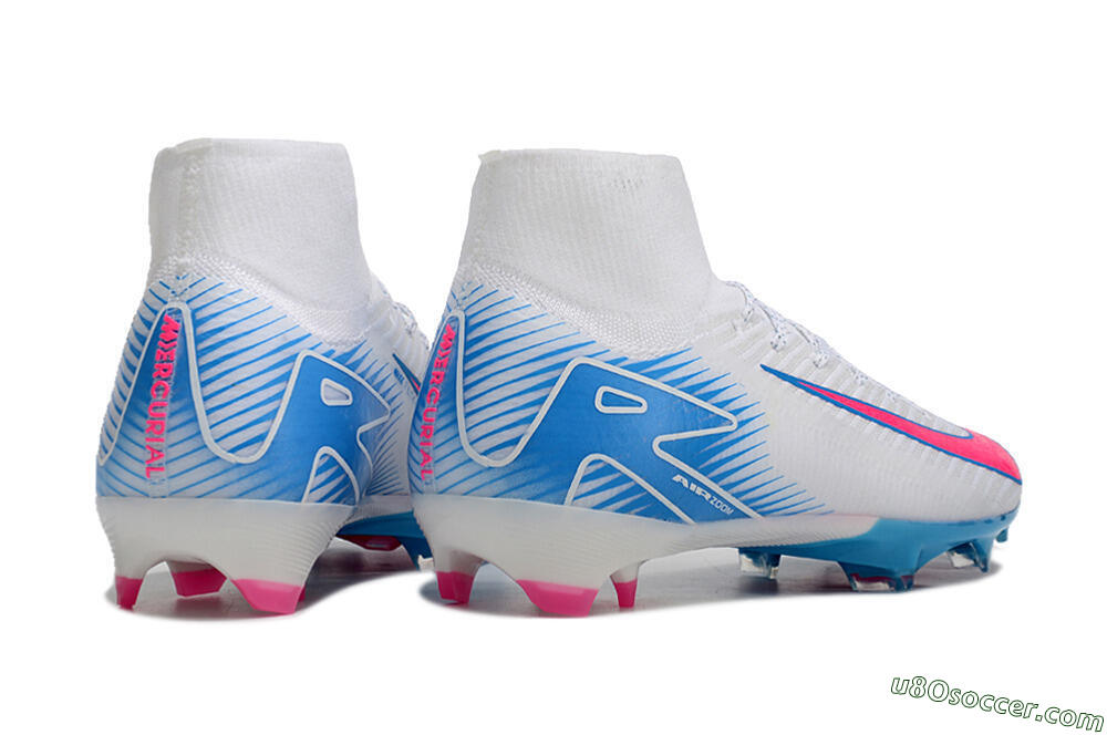 Nike Air Zoom Mercurial Superfly 10 Elite FG Firm Ground Soccer Cleats - White/Pink/Blue 6