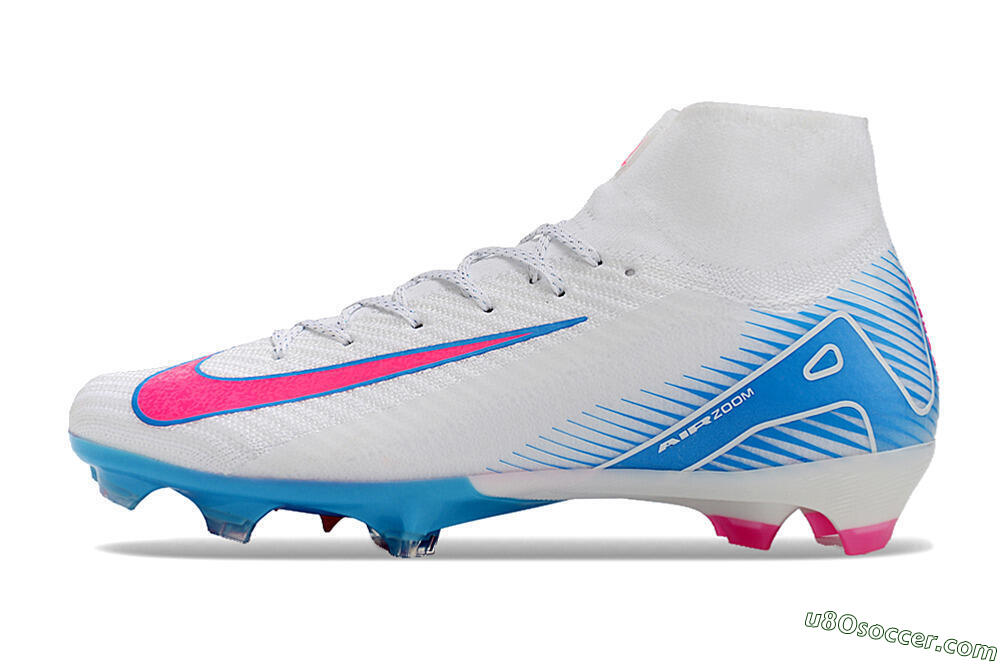 Nike Air Zoom Mercurial Superfly 10 Elite FG Firm Ground Soccer Cleats - White/Pink/Blue 2