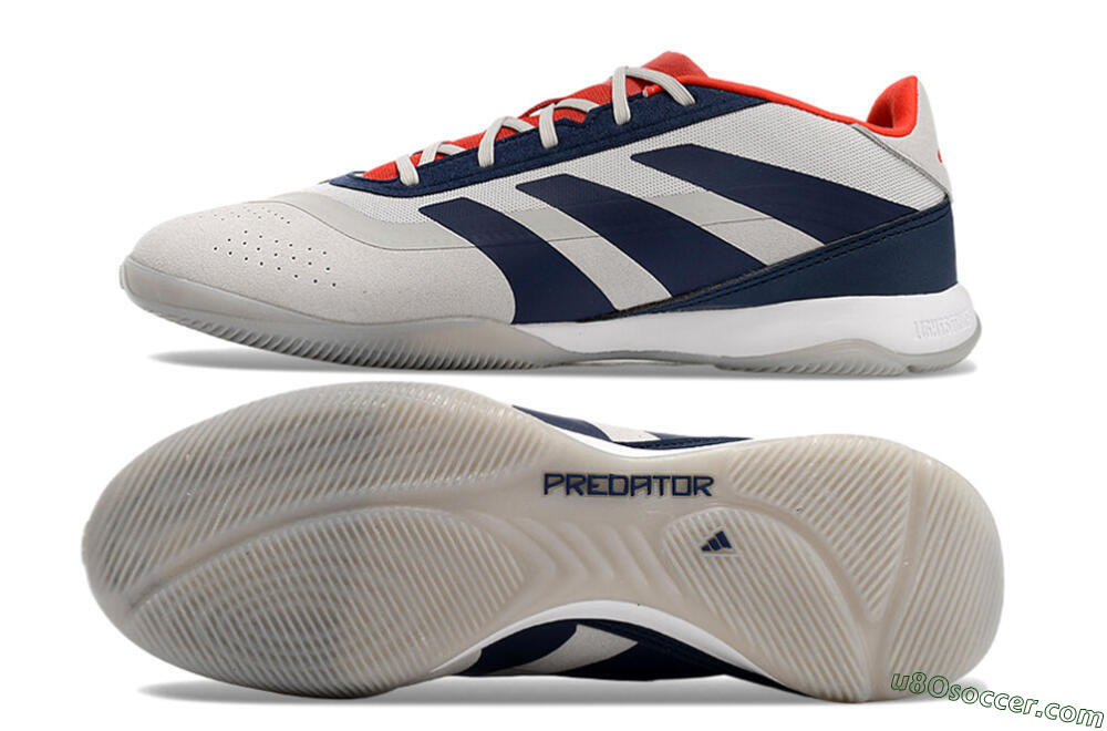 Adidas Predator 24 Elite IC Indoor & Futsal Soccer Shoes - Grey/Blue/Red 0