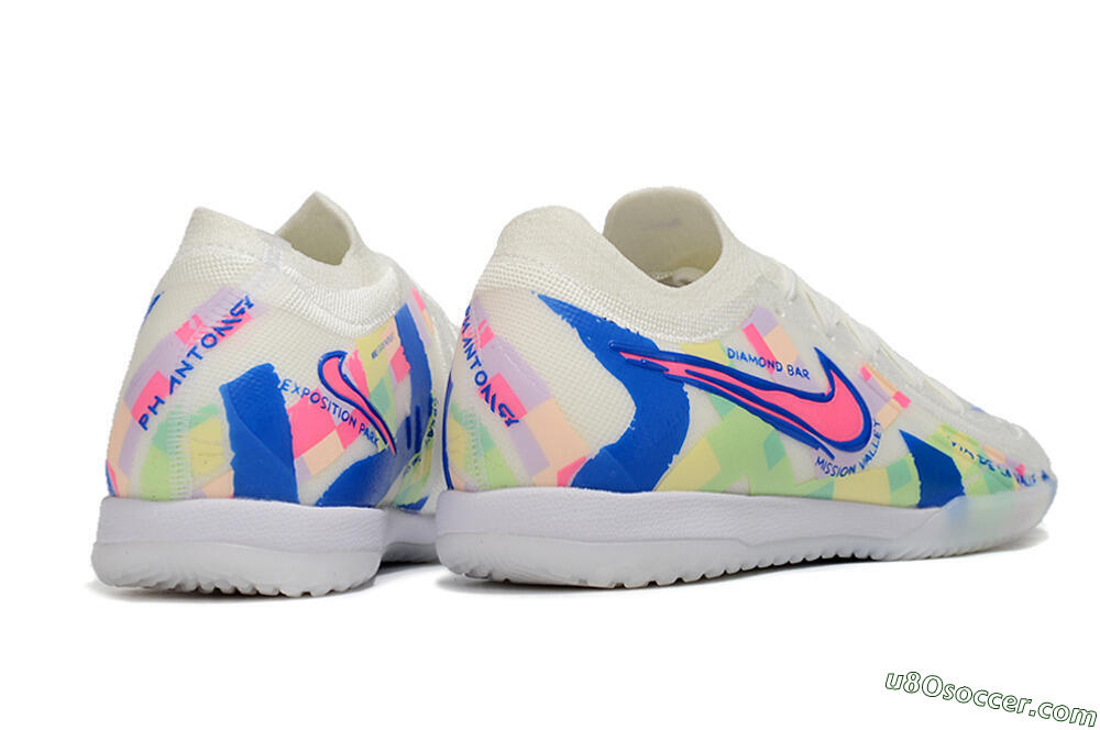 Nike Phantom GX 2 Elite IC Indoor & Futsal Soccer Shoes - Beige/Blue/Yellow/Pink 6