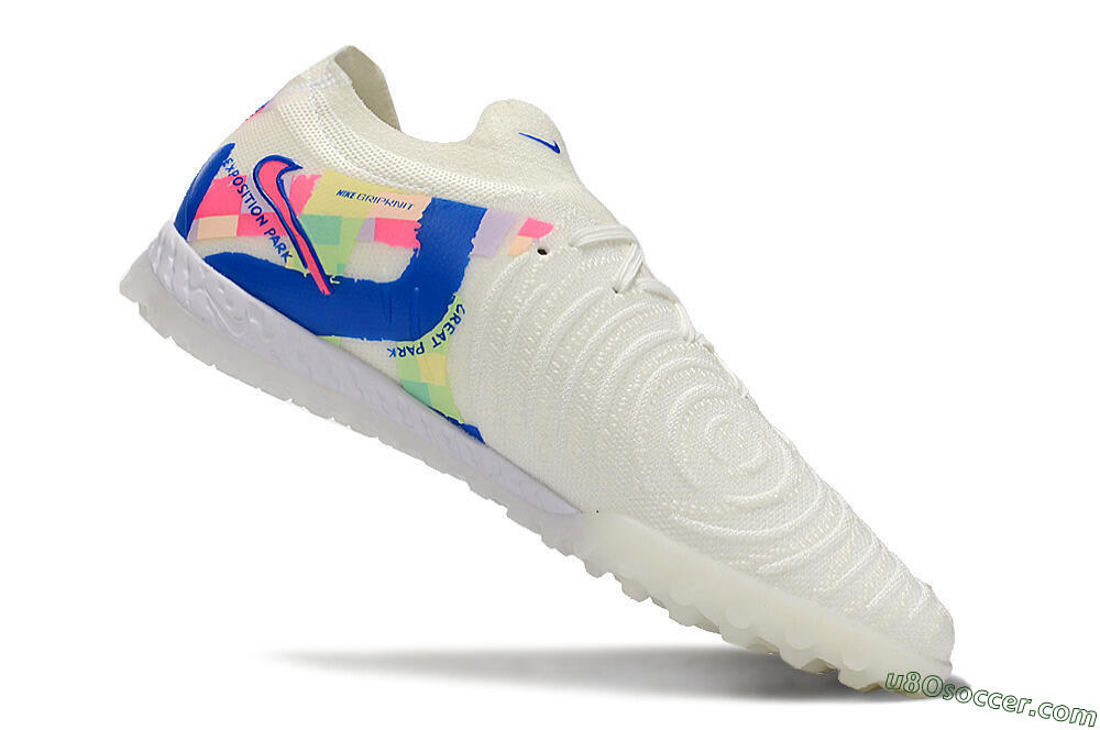 Nike Phantom GX 2 Elite TF Artificial Turf Soccer Shoes - Beige/Blue/Yellow/Pink 4