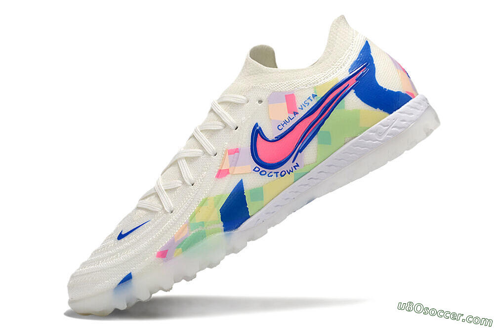 Nike Phantom GX 2 Elite TF Artificial Turf Soccer Shoes - Beige/Blue/Yellow/Pink 5