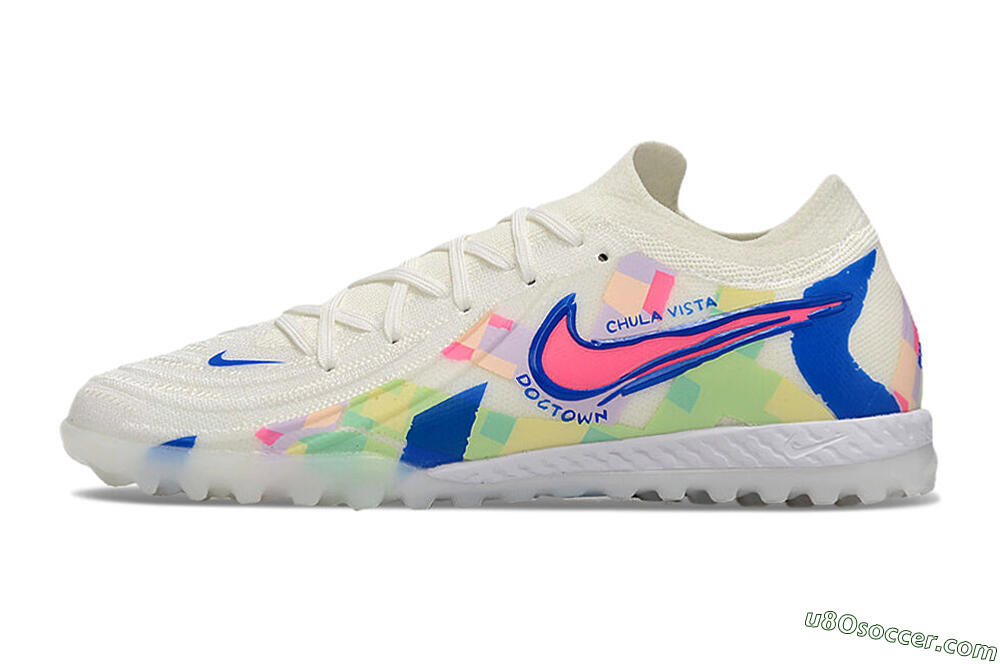 Nike Phantom GX 2 Elite TF Artificial Turf Soccer Shoes - Beige/Blue/Yellow/Pink 2