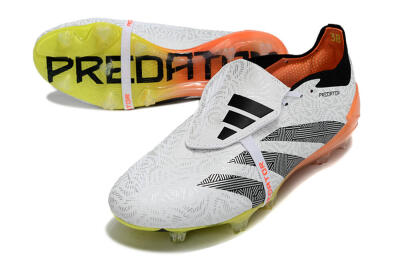 Adidas Predator Elite Foldover Tongue FG Firm Ground Soccer Cleats - White/Black/Orange/Yellow