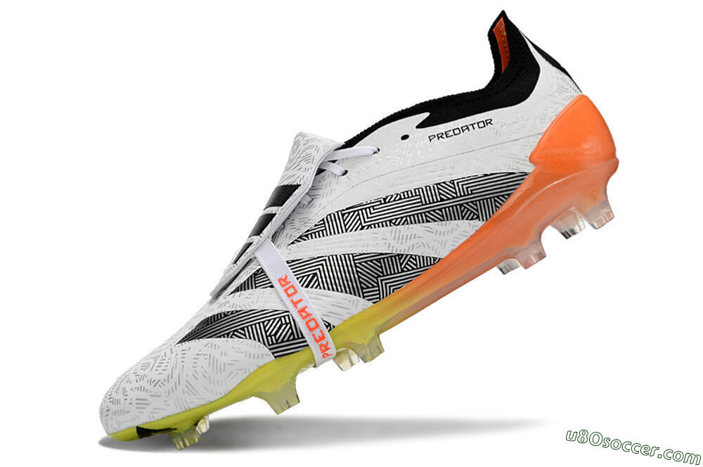 Adidas Predator Elite Foldover Tongue FG Firm Ground Soccer Cleats - White/Black/Orange/Yellow 5