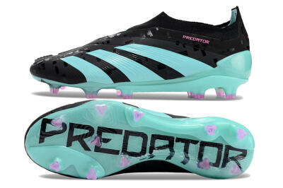 Adidas Predator+ Elite Laceless FG Firm Ground Soccer Cleats - Black/Jade/Pink