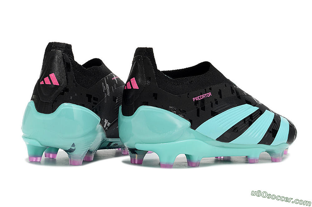 Adidas Predator+ Elite Laceless FG Firm Ground Soccer Cleats - Black/Jade/Pink 6