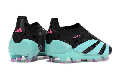 Adidas Predator+ Elite Laceless FG Firm Ground Soccer Cleats - Black/Jade/Pink