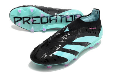 Adidas Predator+ Elite Laceless FG Firm Ground Soccer Cleats - Black/Jade/Pink