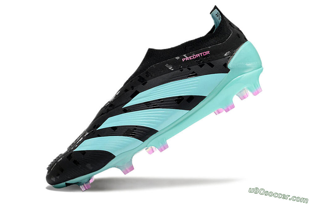 Adidas Predator+ Elite Laceless FG Firm Ground Soccer Cleats - Black/Jade/Pink 5