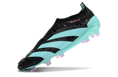 Adidas Predator+ Elite Laceless FG Firm Ground Soccer Cleats - Black/Jade/Pink