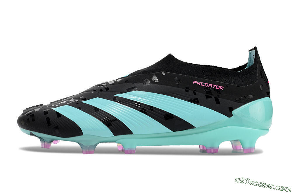 Adidas Predator+ Elite Laceless FG Firm Ground Soccer Cleats - Black/Jade/Pink 2