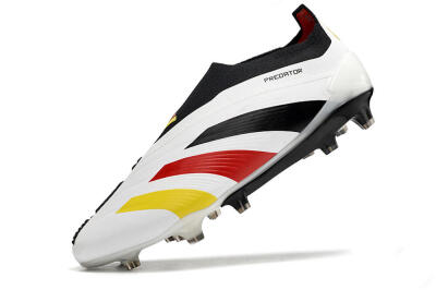 Adidas Predator+ Elite Laceless FG Firm Ground Soccer Cleats - White/Yellow/Red/Black