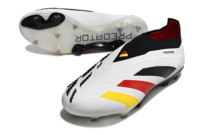 Adidas Predator+ Elite Laceless FG Firm Ground Soccer Cleats - White/Yellow/Red/Black