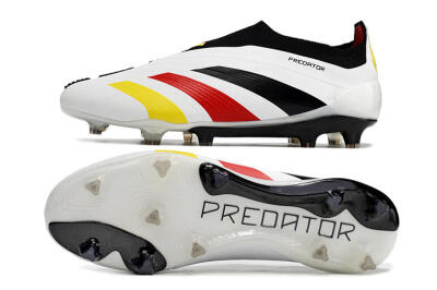 Adidas Predator+ Elite Laceless FG Firm Ground Soccer Cleats - White/Yellow/Red/Black