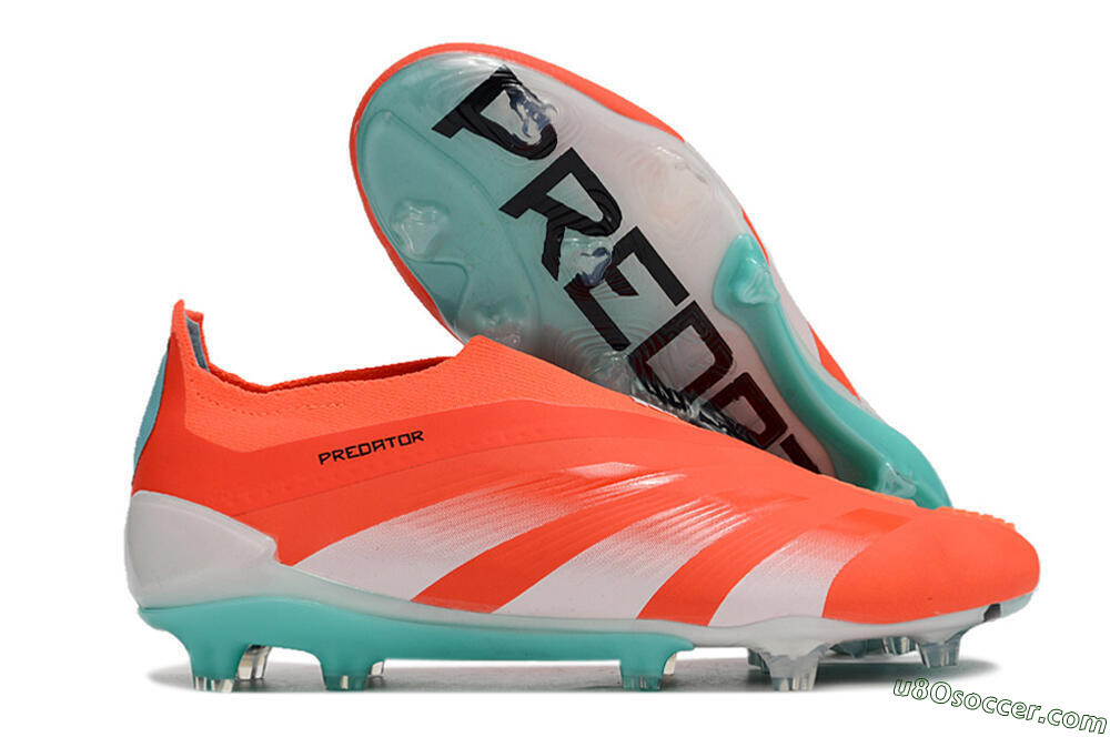 Adidas Predator+ Elite Laceless FG Firm Ground Soccer Cleats - Red/White/Jade 1