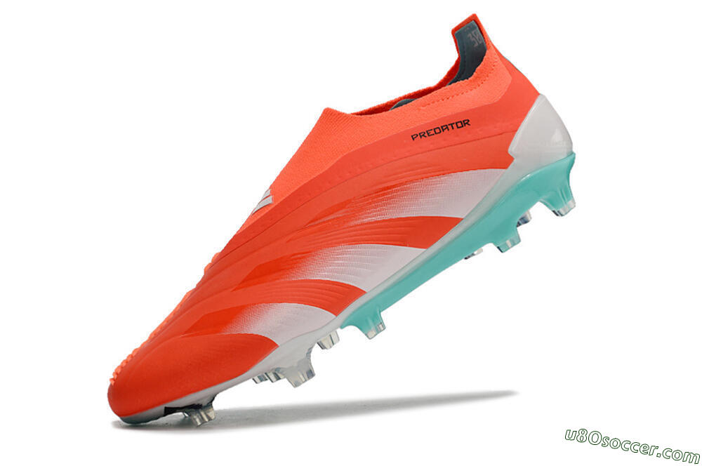 Adidas Predator+ Elite Laceless FG Firm Ground Soccer Cleats - Red/White/Jade 5