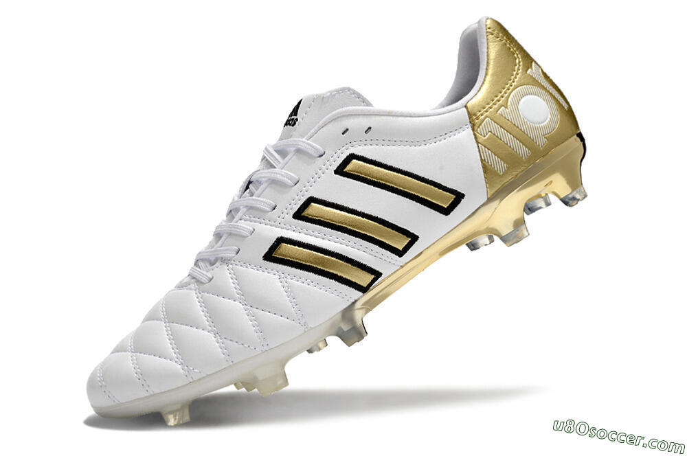 Adidas AdiPure 11Pro X PD25 Trx FG Firm Ground Soccer Cleats - White/Gold/Black 5