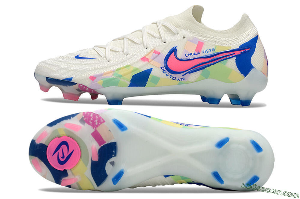 Nike Phantom Luna Elite NU FG Firm Ground Soccer Cleats - Beige/Blue/Yellow/Pink 0