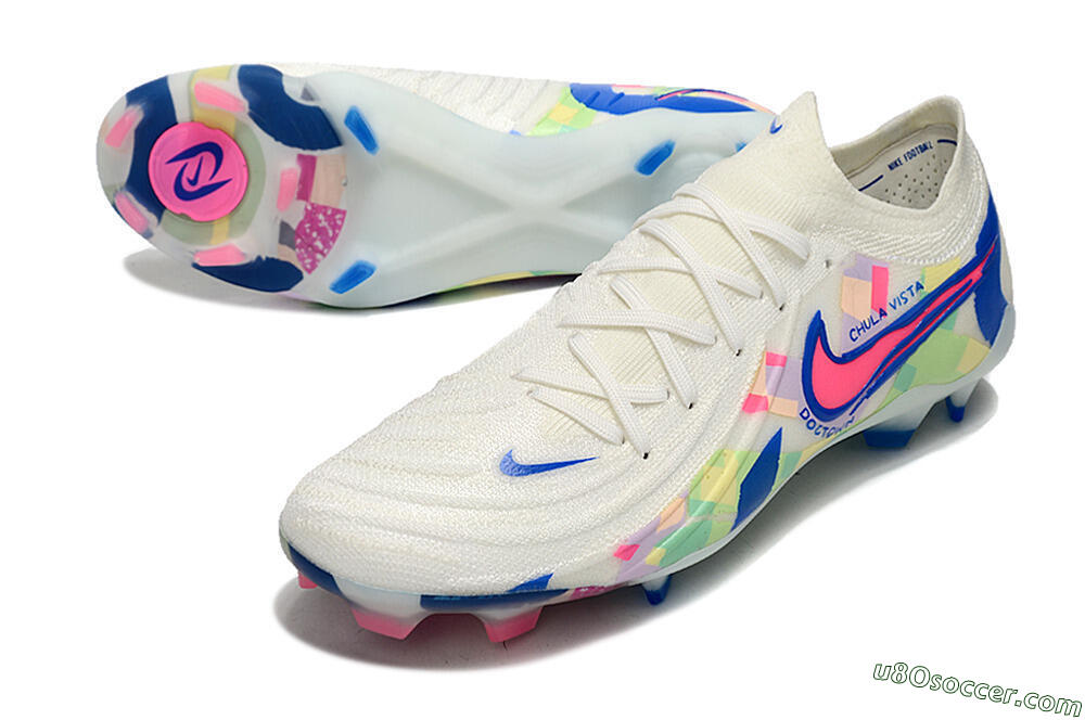 Nike Phantom Luna Elite NU FG Firm Ground Soccer Cleats - Beige/Blue/Yellow/Pink 3