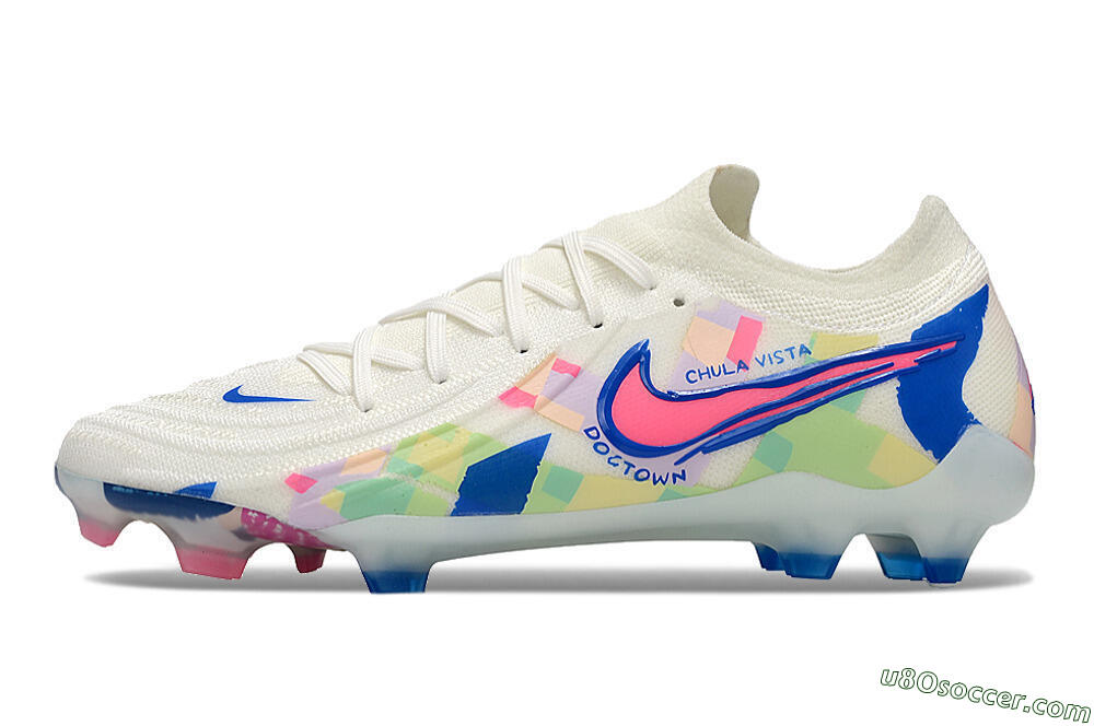 Nike Phantom Luna Elite NU FG Firm Ground Soccer Cleats - Beige/Blue/Yellow/Pink 2