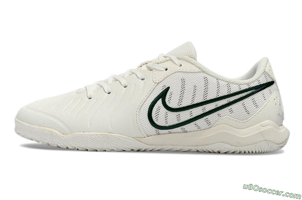 Nike Tiempo Legend 10 Academy IC Indoor & Futsal Soccer Shoes - White/Green 2