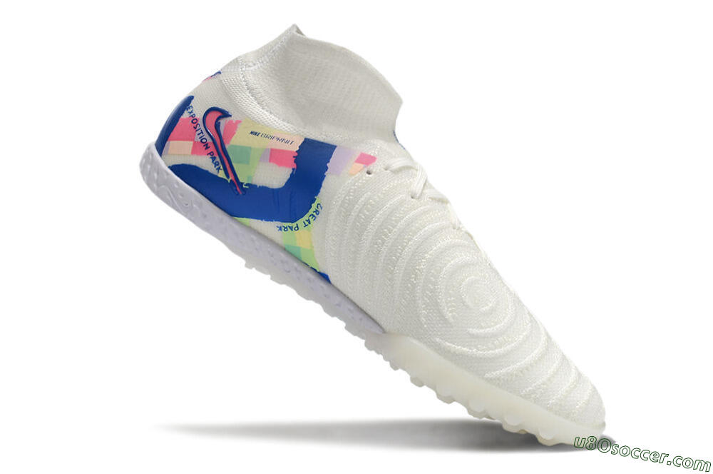 Nike Phantom Luna Elite NU TF Artificial Turf Soccer Shoes - Beige/Blue/Yellow/Pink 4