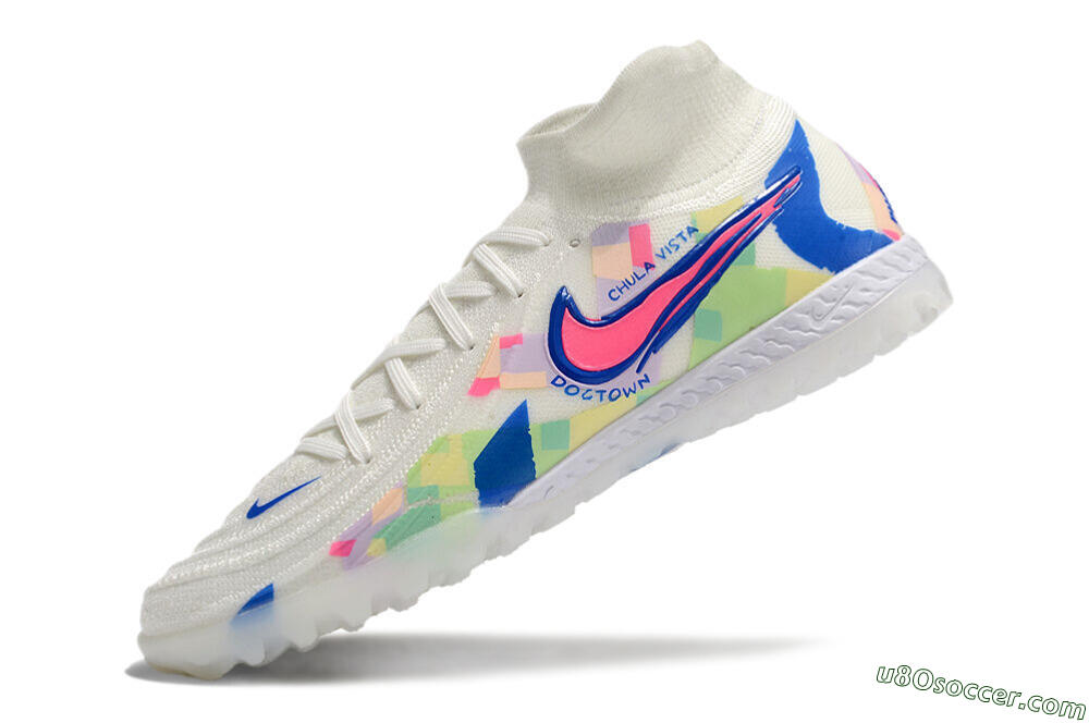 Nike Phantom Luna Elite NU TF Artificial Turf Soccer Shoes - Beige/Blue/Yellow/Pink 5