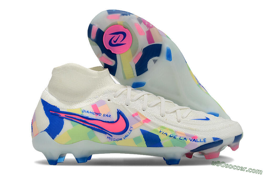 Nike Phantom Luna Elite NU FG Firm Ground Soccer Cleats - Beige/Blue/Yellow/Pink 1