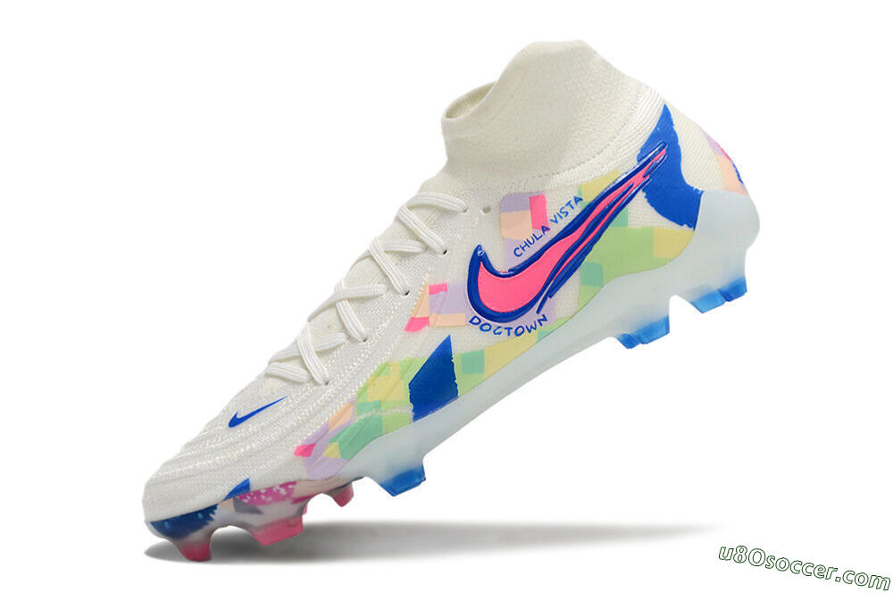 Nike Phantom Luna Elite NU FG Firm Ground Soccer Cleats - Beige/Blue/Yellow/Pink 5