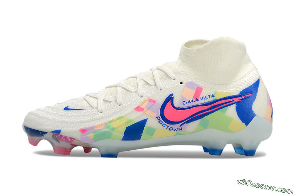 Nike Phantom Luna Elite NU FG Firm Ground Soccer Cleats - Beige/Blue/Yellow/Pink 2