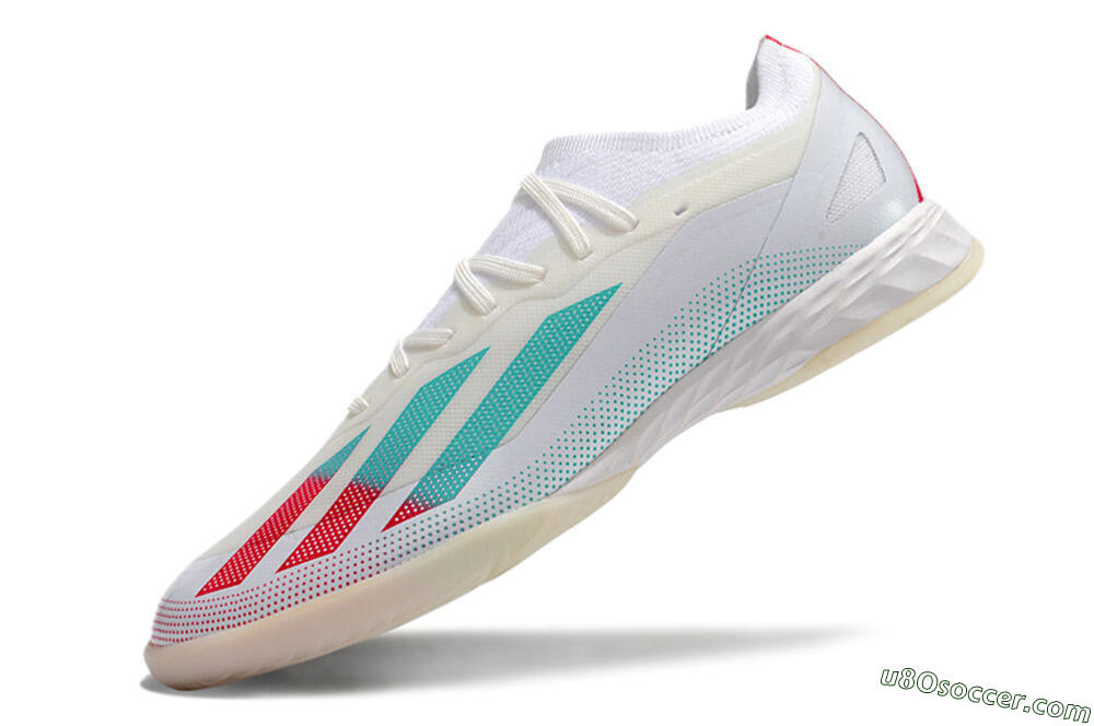 Adidas X Crazyfast.1 IC Indoor & Futsal Soccer Shoes - White/Red/Jade 5