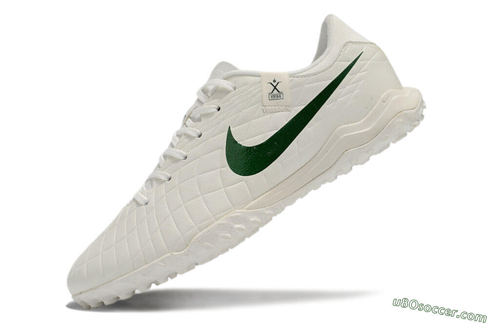 Nike Tiempo Legend 10 Academy TF Artificial Turf Soccer Shoes - White/Green 5