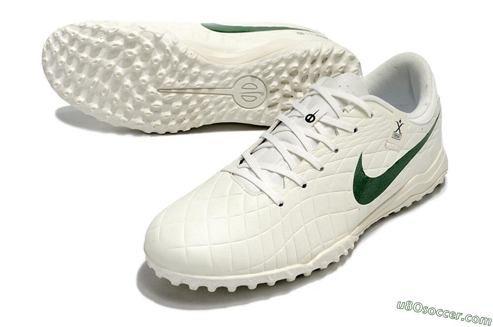 Nike Tiempo Legend 10 Academy TF Artificial Turf Soccer Shoes - White/Green 3