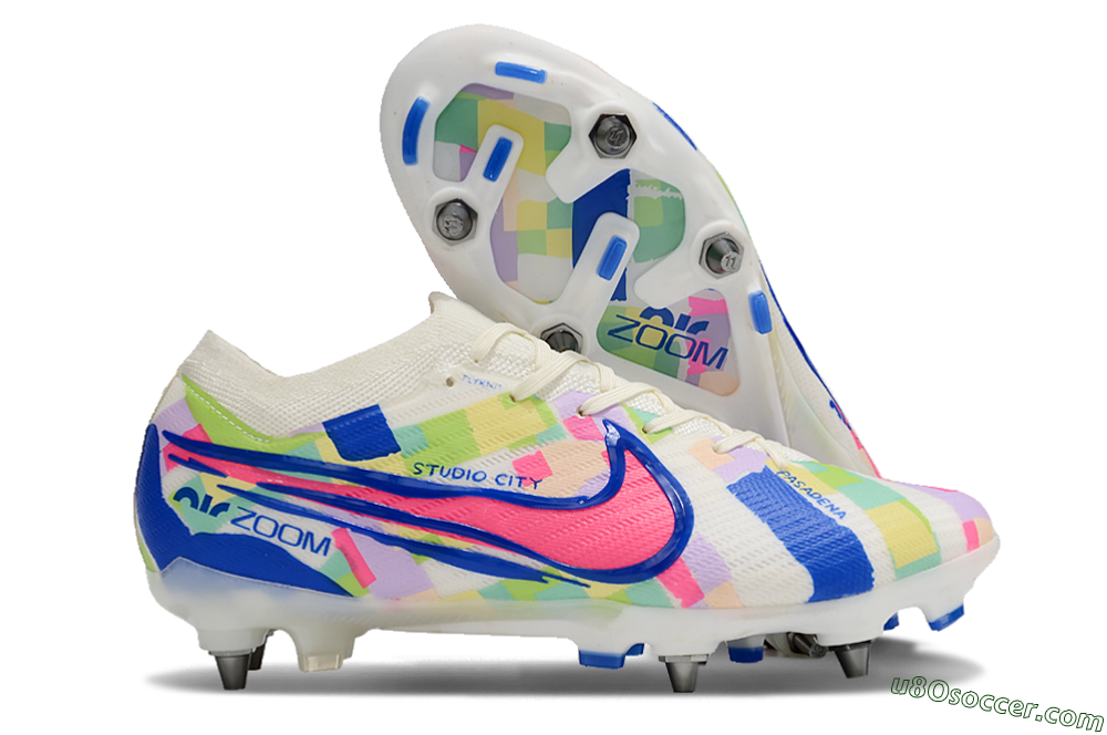 Nike Air Zoom Mercurial Vapor 15 Elite SG Soft Ground Soccer Cleats - Beige/Blue/Yellow/Pink 1