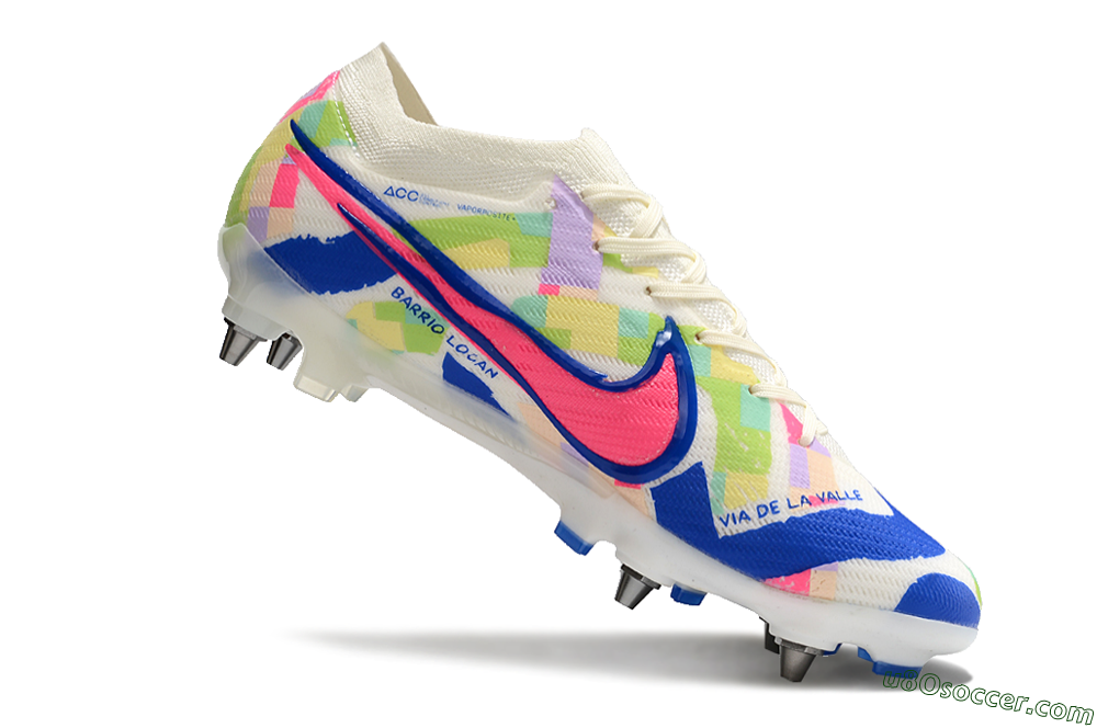 Nike Air Zoom Mercurial Vapor 15 Elite SG Soft Ground Soccer Cleats - Beige/Blue/Yellow/Pink 4