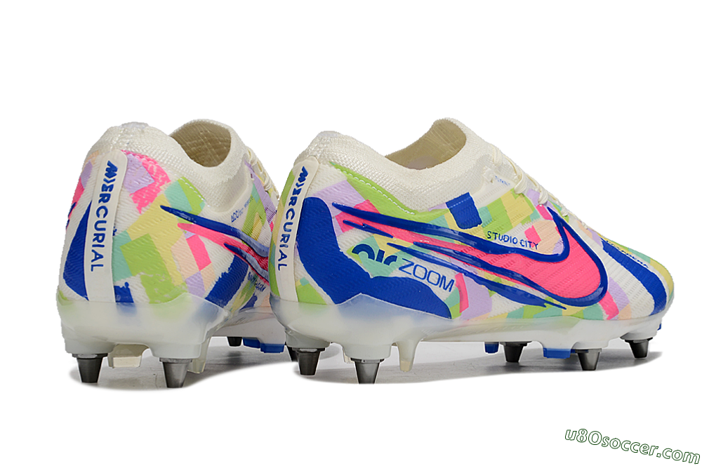 Nike Air Zoom Mercurial Vapor 15 Elite SG Soft Ground Soccer Cleats - Beige/Blue/Yellow/Pink 6