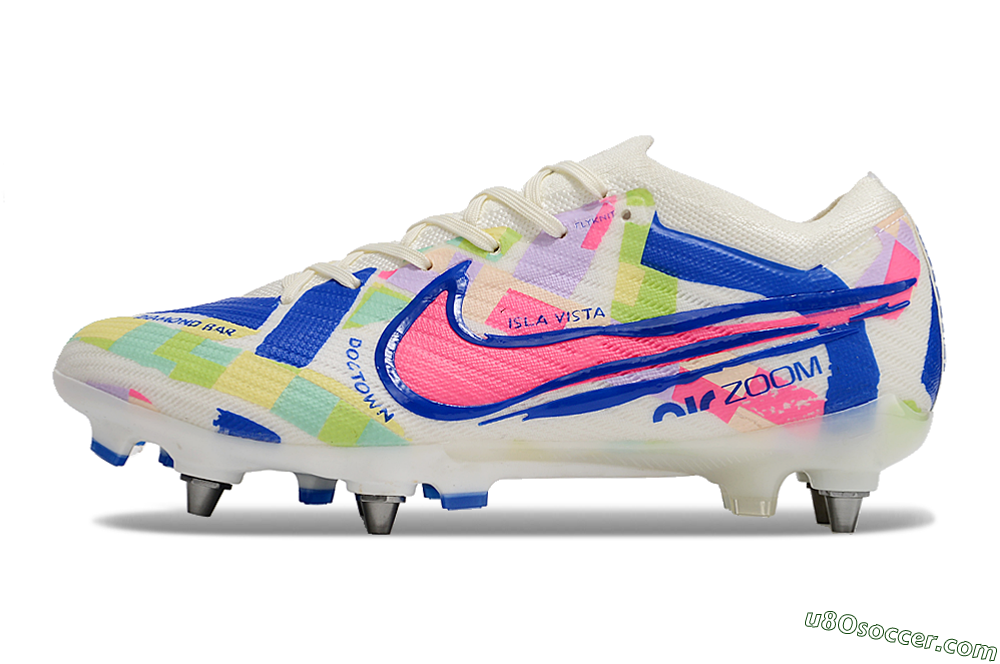 Nike Air Zoom Mercurial Vapor 15 Elite SG Soft Ground Soccer Cleats - Beige/Blue/Yellow/Pink 2