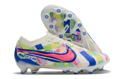 Nike Air Zoom Mercurial Vapor 15 Elite AG Artificial Grass Soccer Cleats - Beige/Blue/Yellow/Pink