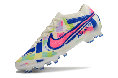 Nike Air Zoom Mercurial Vapor 15 Elite AG Artificial Grass Soccer Cleats - Beige/Blue/Yellow/Pink