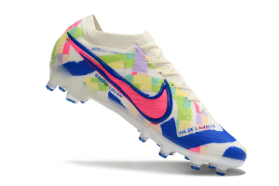 Nike Air Zoom Mercurial Vapor 15 Elite AG Artificial Grass Soccer Cleats - Beige/Blue/Yellow/Pink