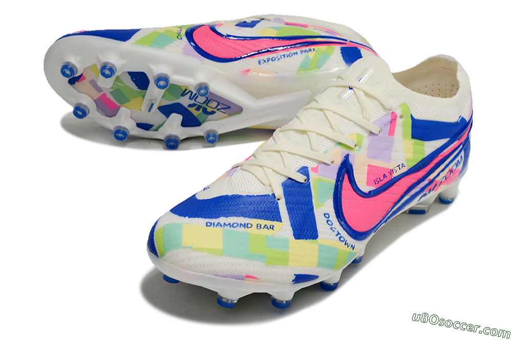 Nike Air Zoom Mercurial Vapor 15 Elite AG Artificial Grass Soccer Cleats - Beige/Blue/Yellow/Pink 3