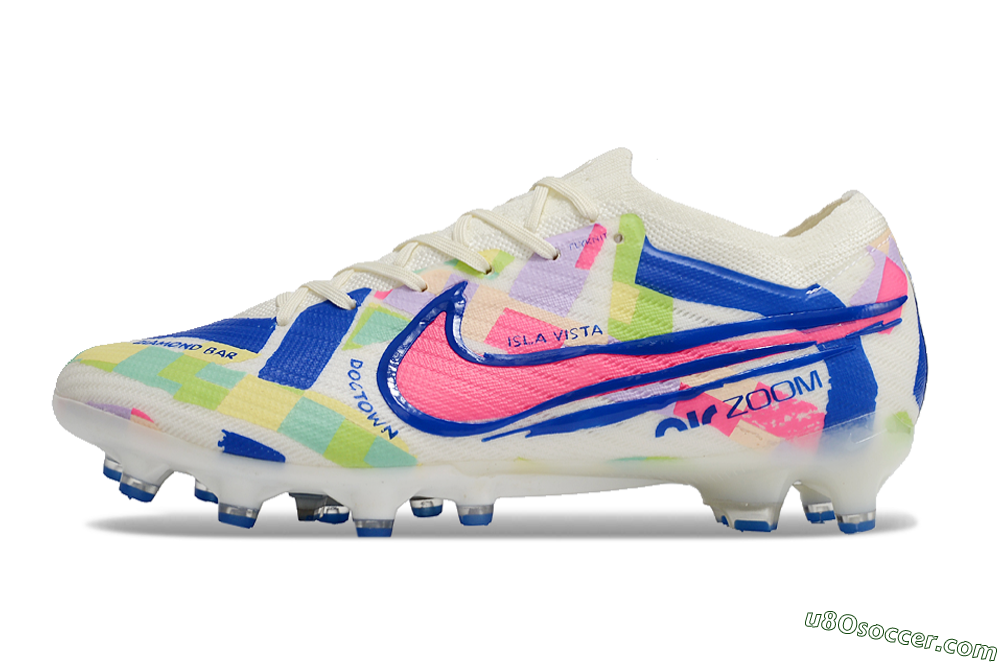 Nike Air Zoom Mercurial Vapor 15 Elite AG Artificial Grass Soccer Cleats - Beige/Blue/Yellow/Pink 2