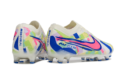 Nike Air Zoom Mercurial Vapor 15 Elite AG Artificial Grass Soccer Cleats - Beige/Blue/Yellow/Pink