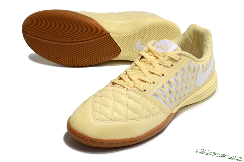 Nike Lunar Gato 2 IC Indoor & Futsal Soccer Shoes - Yellow/White/Brown 3