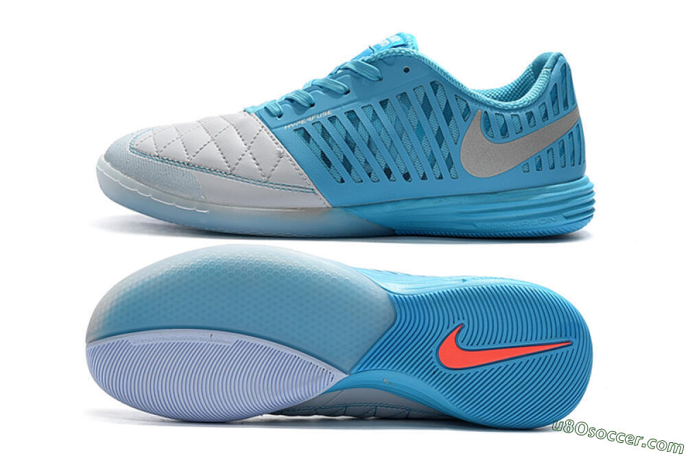 Nike Lunar Gato 2 IC Indoor & Futsal Soccer Shoes - White/Blue/Silver 0